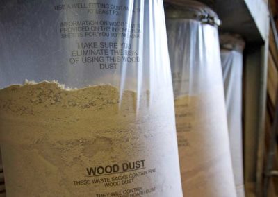 Sawdust is extracted from machinery